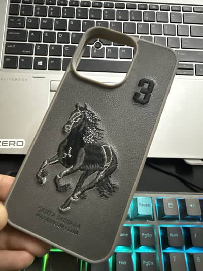 iPhone 15 Pro Max Premium Horse Design Leather Back Cover
