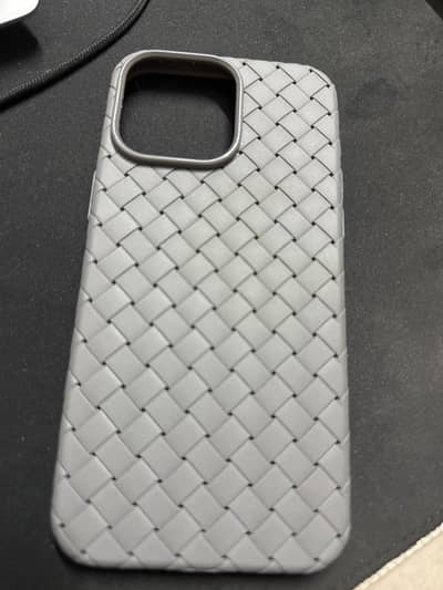 iPhone 15 Pro Max Woven Pattern Soft Silicone Back Cover – Grey