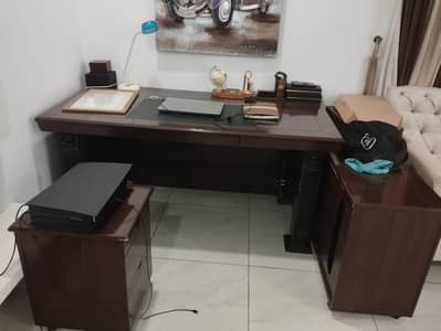 Office table with side long table and drawers mini table