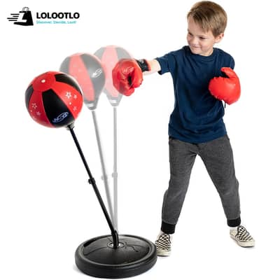 Adjustable Freestanding Punching Bag with Stand and Boxing Gloves Kids