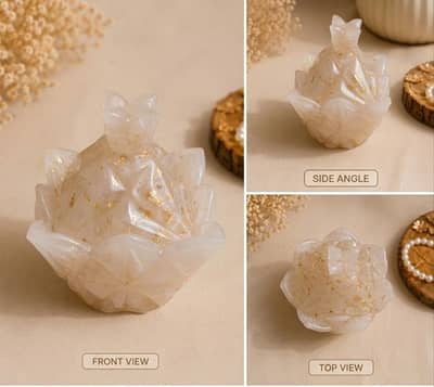 Handmade Pearl White Resin Jewelry Box with Gold Leaf | Gift box