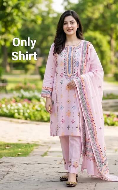 Pink Embroidered Dhaga Shirt Set For Women