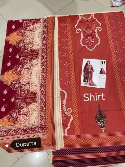 nishat 2pic Printed Lawn shirt Dupatta retail price 5000