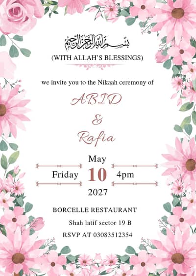 Custom Canva Nikaah & Wedding Card Designer | Karachi