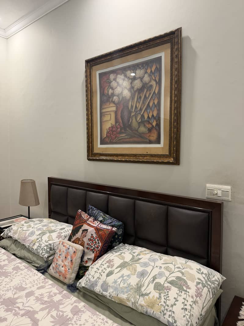 Solid Wood bed set with console 4