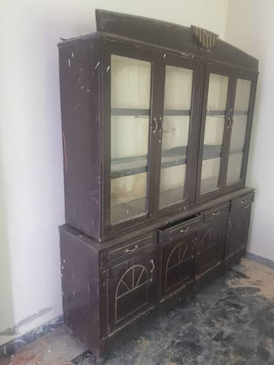 Wooden 4-Door Glass Showcase for Sale