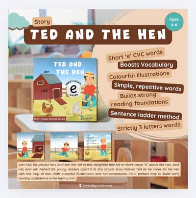 Short Vowel Story : Vowel 'e' Ted and the Hen
