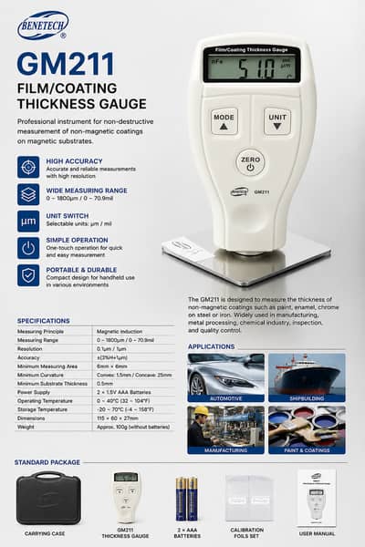 GM211 BENETECH FLIM /COATING THICKNESS GUAGE