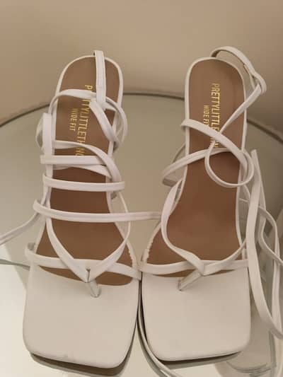 PrettyLittleThing White Strappy Heels