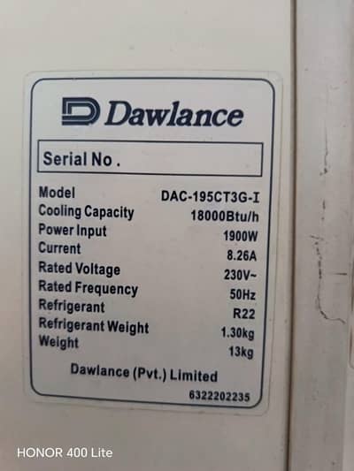 dawlance split AC 1.5 ton