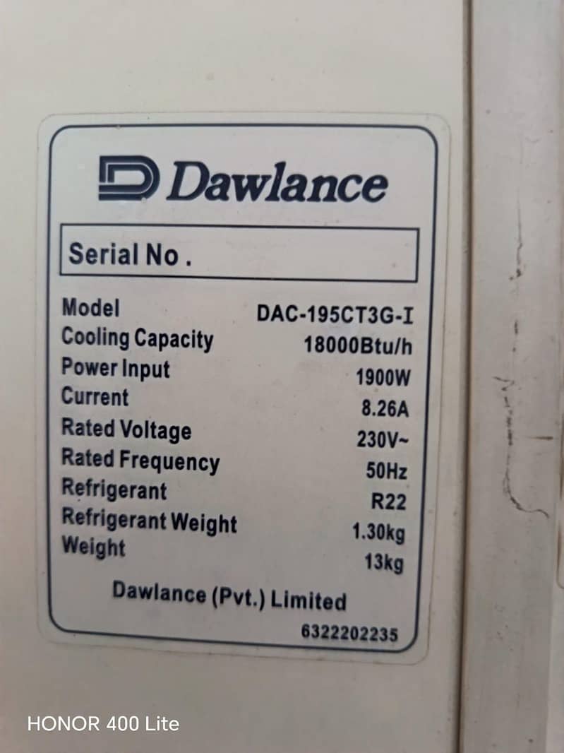 dawlance split AC 1.5 ton 0
