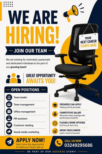we're Hiring _ Office Staff (Male & Female)