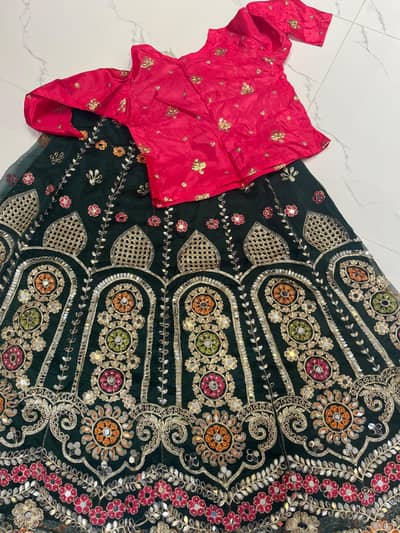 3pc bottle green lehnga set