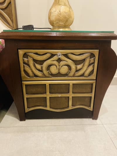Dressing table with glass top and two drawer
