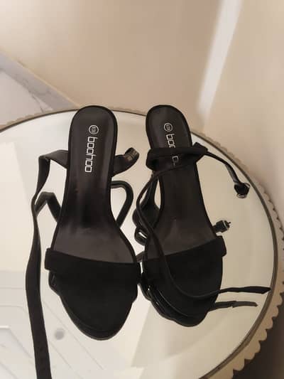 Boohoo Black Strappy High Heels