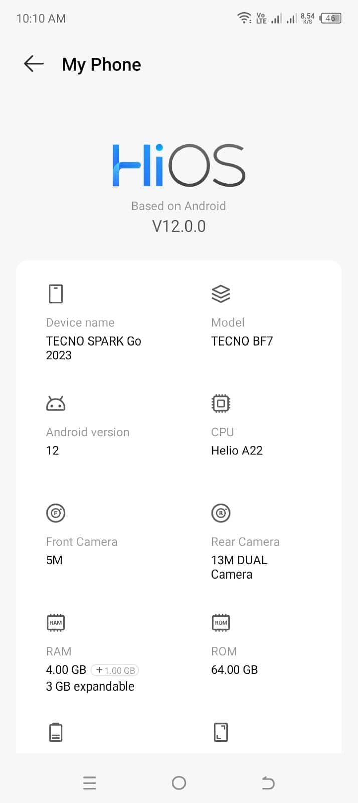 Tecno Spark bf7 4