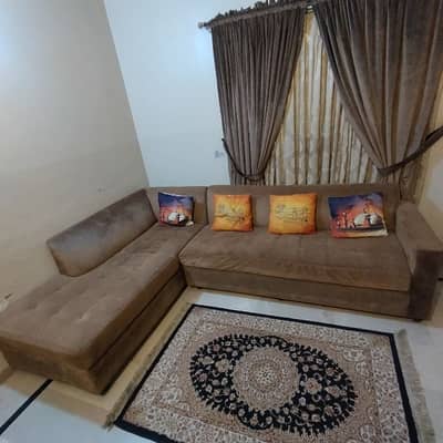 Premium Brown L-Shape Sofa in Excellent Condition