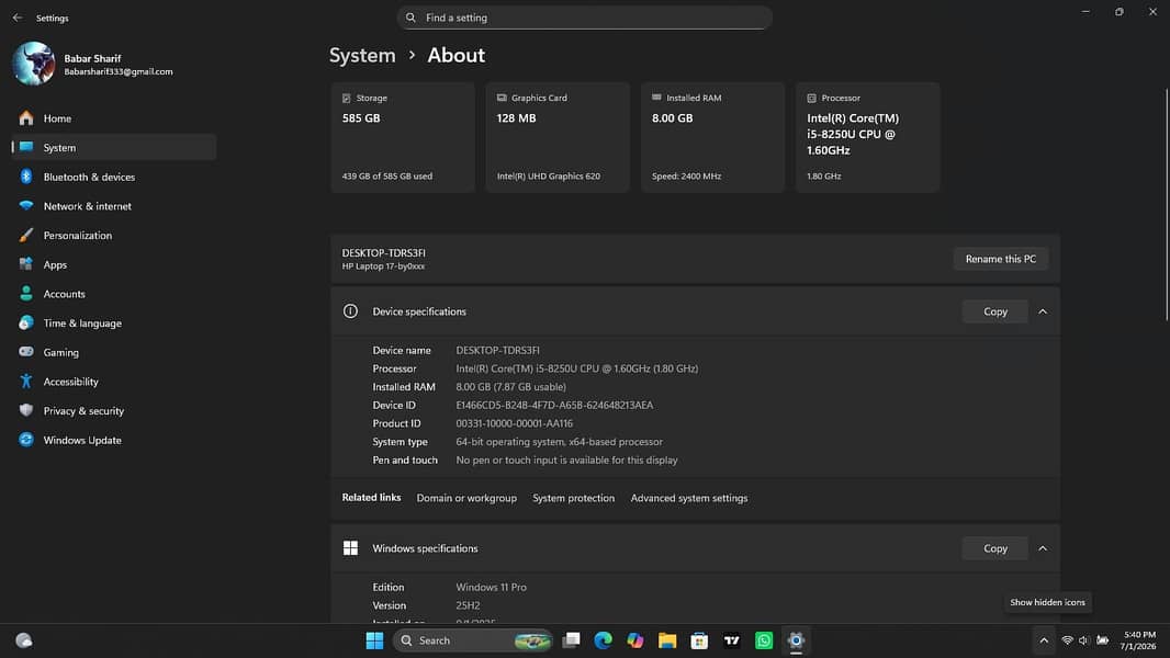 HP Core i5 8th Gen 6