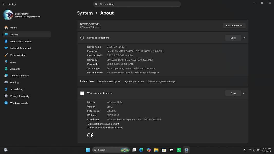 HP Core i5 8th Gen 7