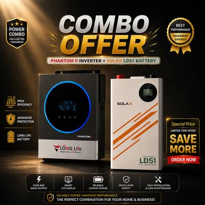 LongLife Phantom II 6kw Solar Inverter / Solax lithium battery