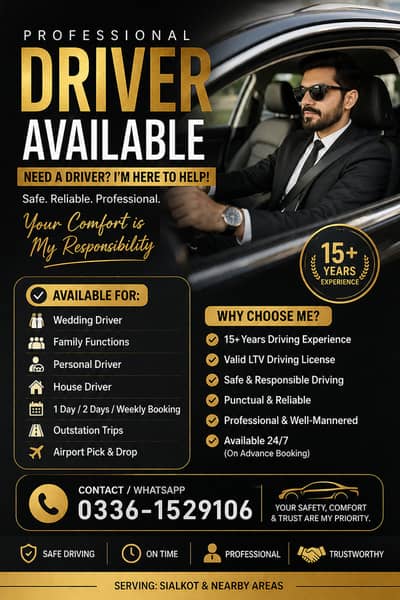 Professional LTV Driver Available | 15+ Years Experience | Daily, Week