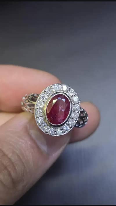 Natural kabuli Ruby(یاقوت)100% orignal genuine diamond ring white gold