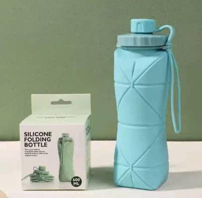 Foldable Silicone Water Bottle - 600ml (Brand New)
