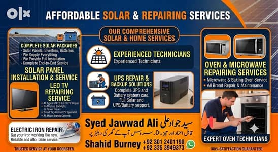 complete solar installation, Ups Oven & iron repair services