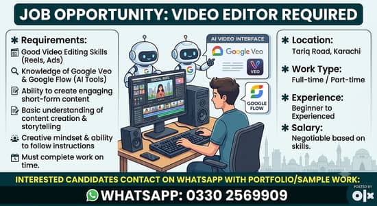 Video Editor Required – Google Veo & AI Tools Knowledge Must