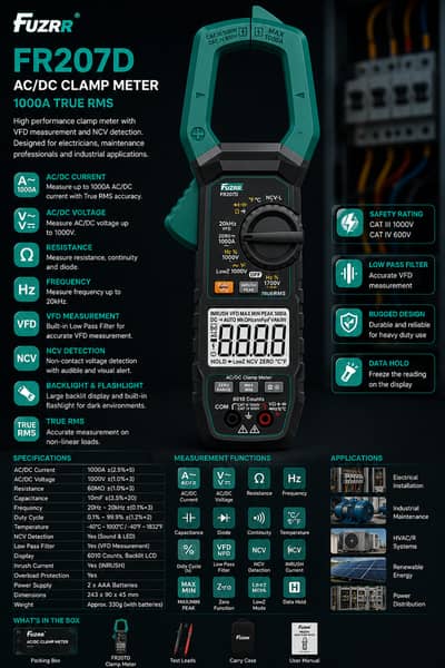 FR207D FUZRR AC/DC CLAMP METER