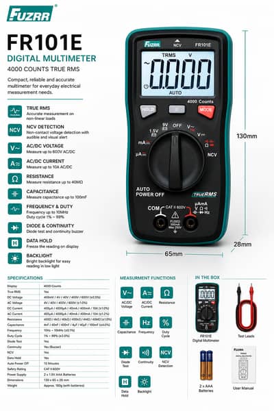 FR101E FUZRR MINI COMPACT DIGITAL MULTIMETER
