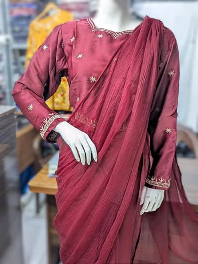 Ready to wear chiffon saree  7 yard  stitched  wear  saree for women