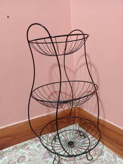 3-Tier Metal Fruit & Vegetable Basket Stand – Black