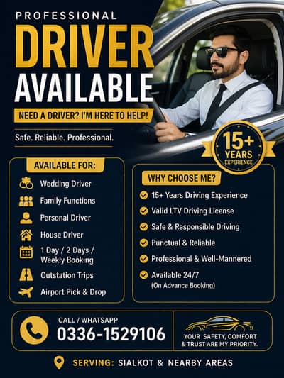 Professional LTV Driver Available | 15+ Years Experience | Daily, Week