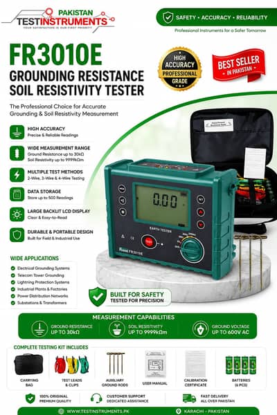 FR3010E FUZRR Grounding Resistance Soil Resistivity Tester Earth Volta