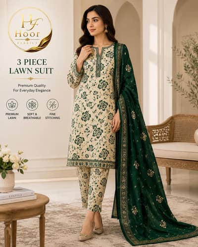 Premium 3 Piece Lawn Suits | Unstitched Ladies Collection | 7.5 Meter