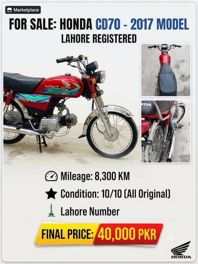 honds cd70 bike 2017 Watsapp number 03254472627