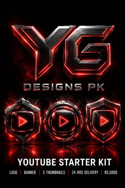 YouTube Channel Starter Kit | Logo + Banner + 3 Thumbs | 24Hrs