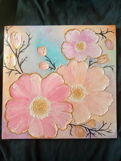 texture floral Acrylic painting