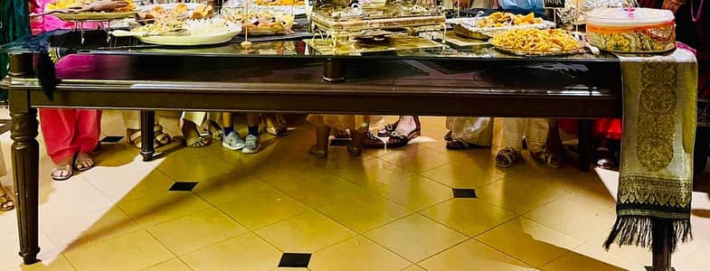 Solid Wood Glass Dining Table with 8 chairs
