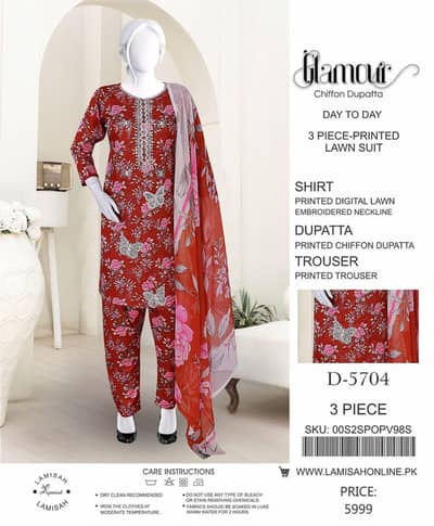 Summer collection lawn 3 pcs auit