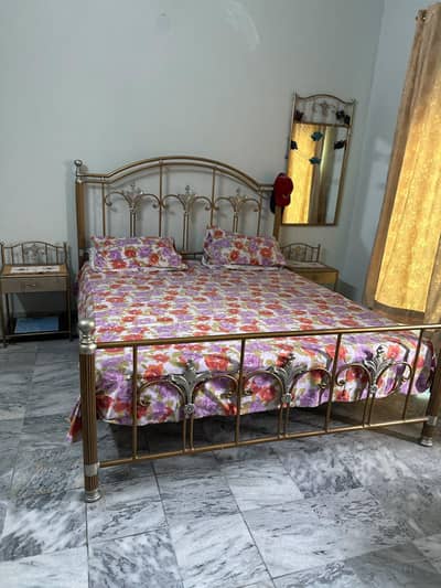bed also mattres with dressing table and side drawers complete package