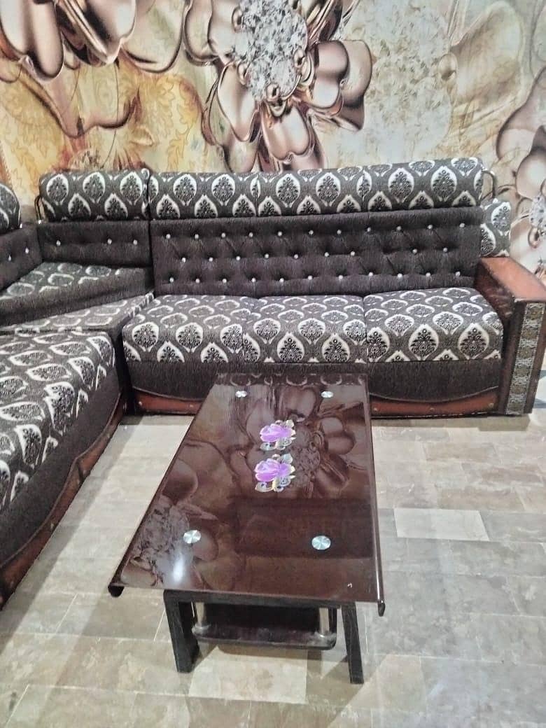 L shape large sofa with table 1