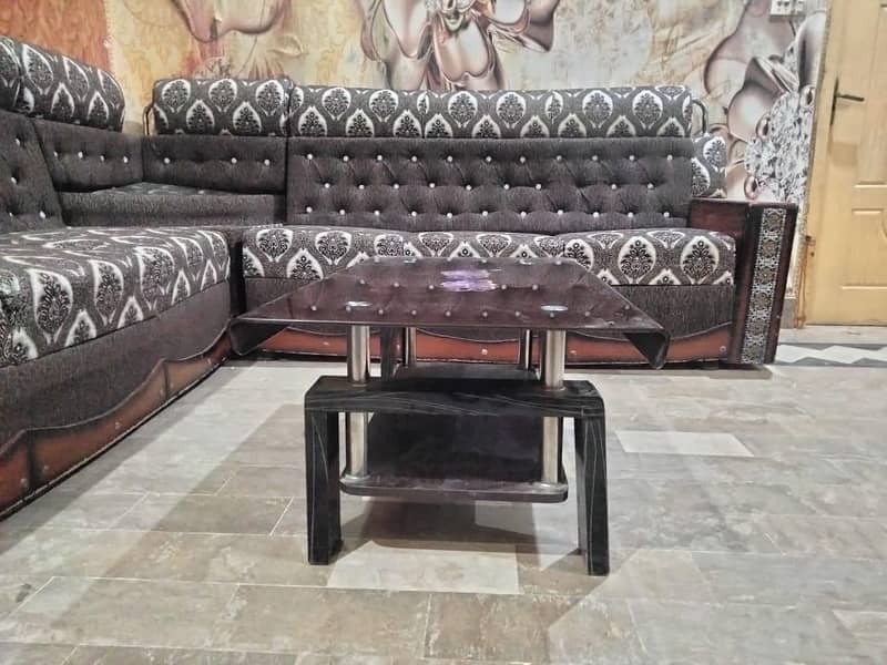 L shape large sofa with table 5