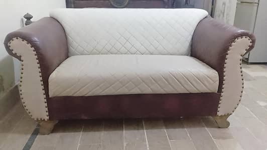 Comfortable Double Seater Sofa (Brown & Cream Combo)