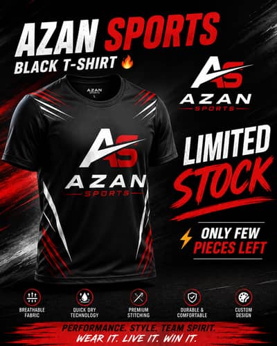 AZAN SPORTS Stylish Black Sports Tee.