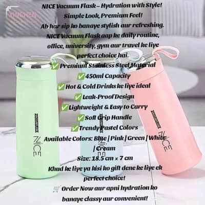 Premium 450ml Stainless Steel Water Bottle – Stylish Vacuum Flask