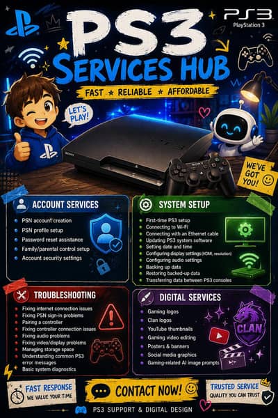  Fast, Reliable & Professional PS3 • PS4 • PS5 Services 