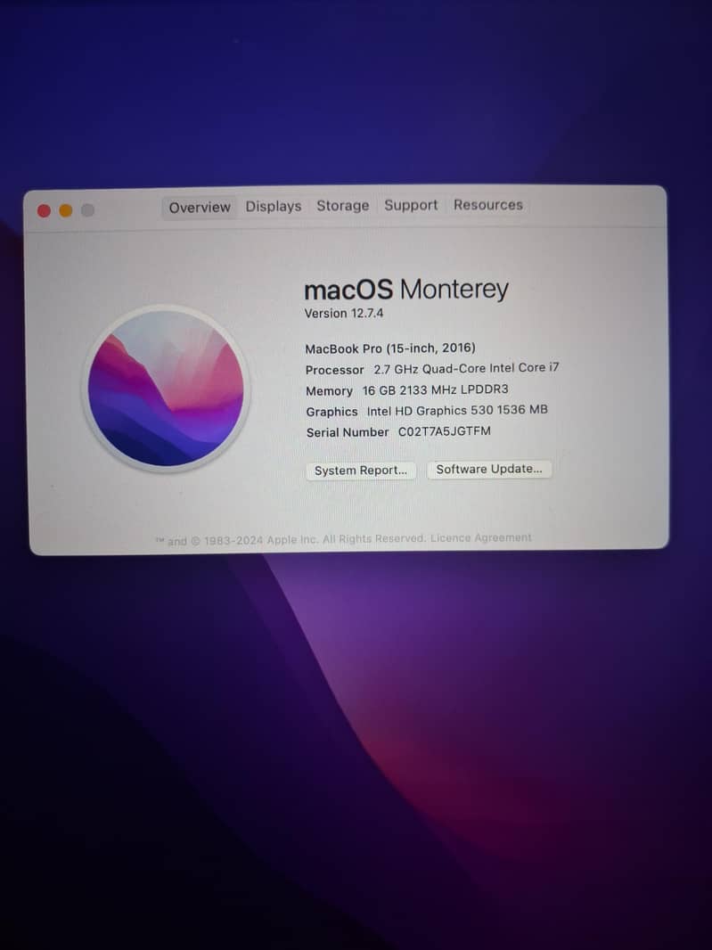 Mac book pro 2016 1