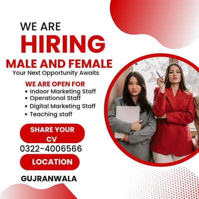 male and female staff required for indoor marketing 0322-4006566